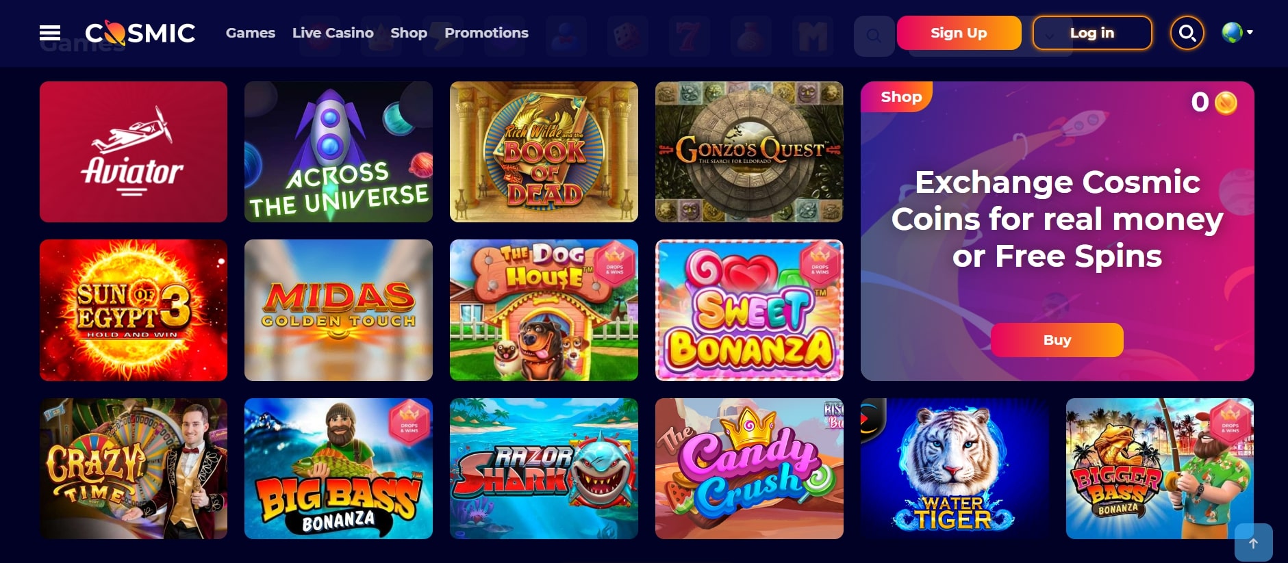 Cosmicslot Online Casino Games